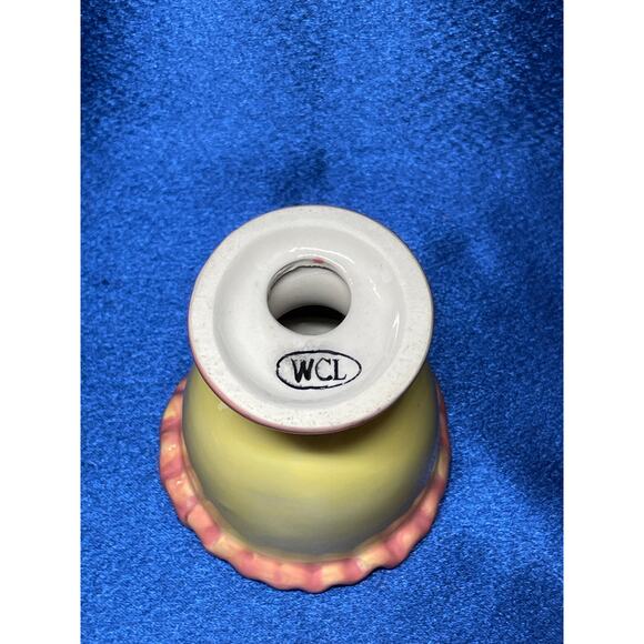 Porcelain Yellow and Pink Bunny with Ribbon Egg Cup WCL - Picture 5 of 6